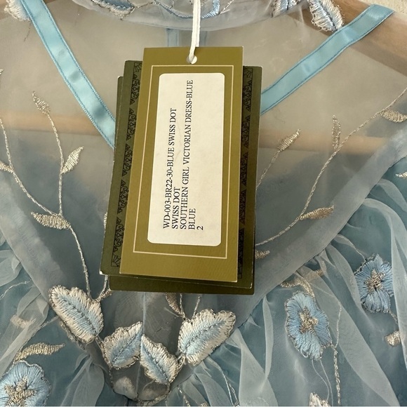 House of Aama Southern Girl Blue Victorian Ruffled Mini Dress Womens 2 New - Picture 11 of 15